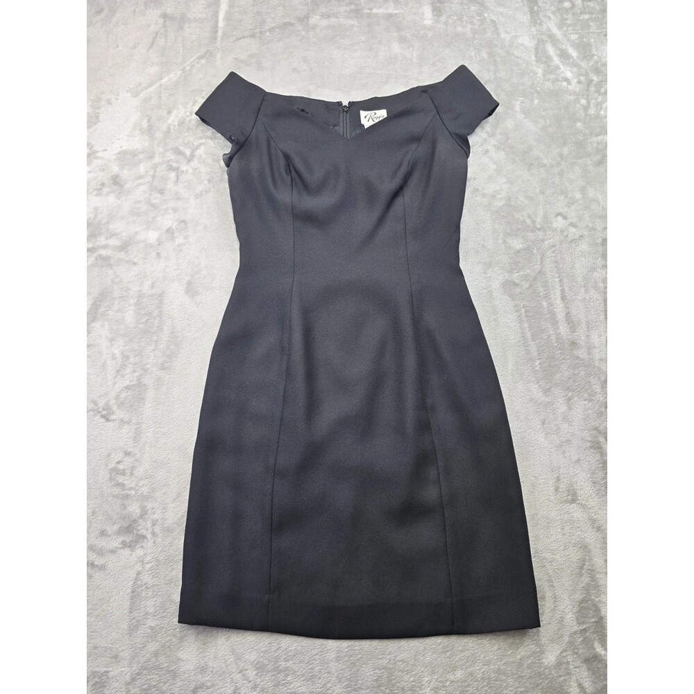 Vintage 90s Reggio Black Off The Shoulder Cocktail Dress Women Size 4 LBD Sheath